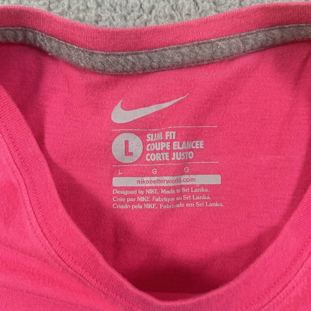 Nike Shirt Womens Large Pink Just Do It Slim Fit Crewneck‎ Graphic Sports Tee